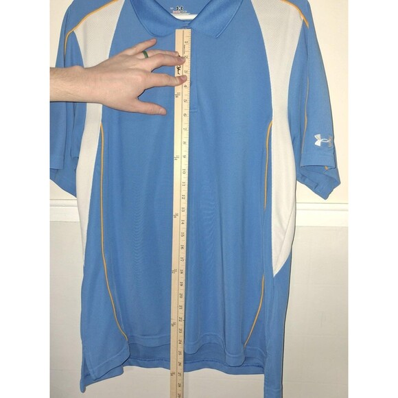 Under Armour Mens Large UCLA Colors Polo Shirt Heat Gear Blue White Orange - Picture 2 of 7